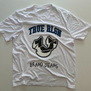 True Religion Brand Designer Jeans Graphic White T-shirt 2XL